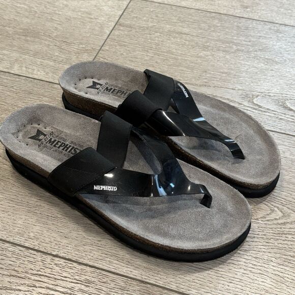Mephisto Sandals Women's Helen Thong Black size 40 /10 US Slides - Picture 1 of 6